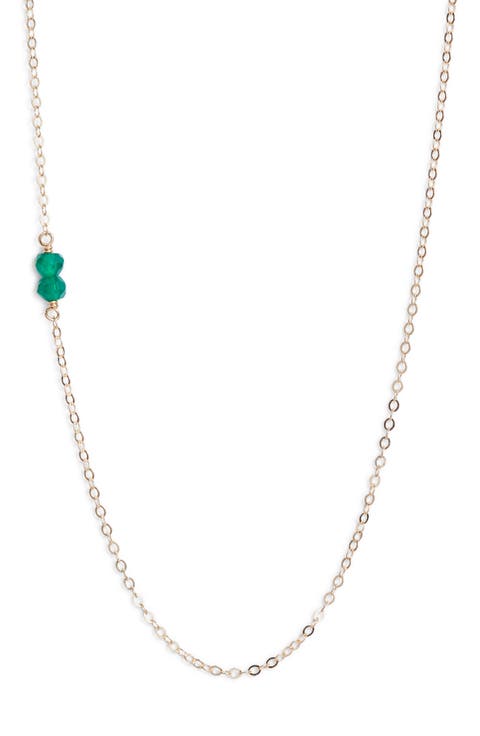 Semiprecious Stone Station Chain Necklace