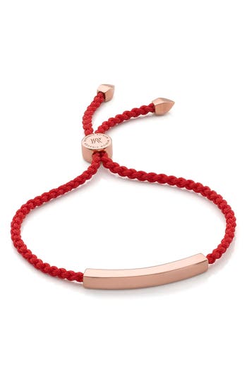 Monica Vinader Linear Friendship Bracelet In Rose Gold/coral
