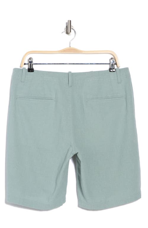 14th & Union Linen Blend Trim Fit Shorts In Grey Blue
