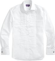 Ralph Lauren Purple Label Aston Pleated Cotton Poplin Tuxedo Shirt