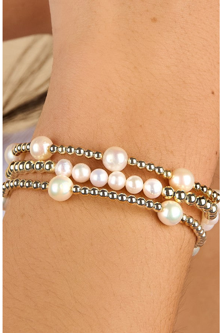 Bead 8-Pearl Bracelet, Alternate, color, Gold / Pearl