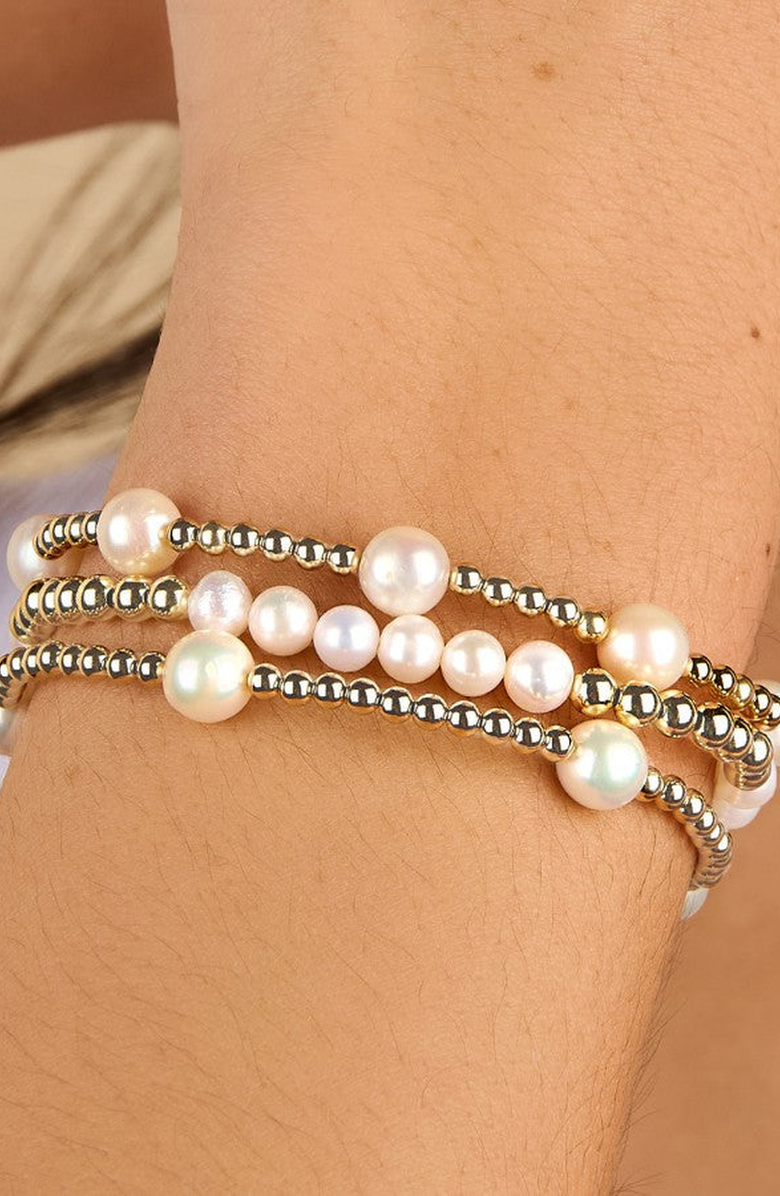 Little Sky Stone Bead 8-Pearl Bracelet, Alternate, color, Gold / Pearl