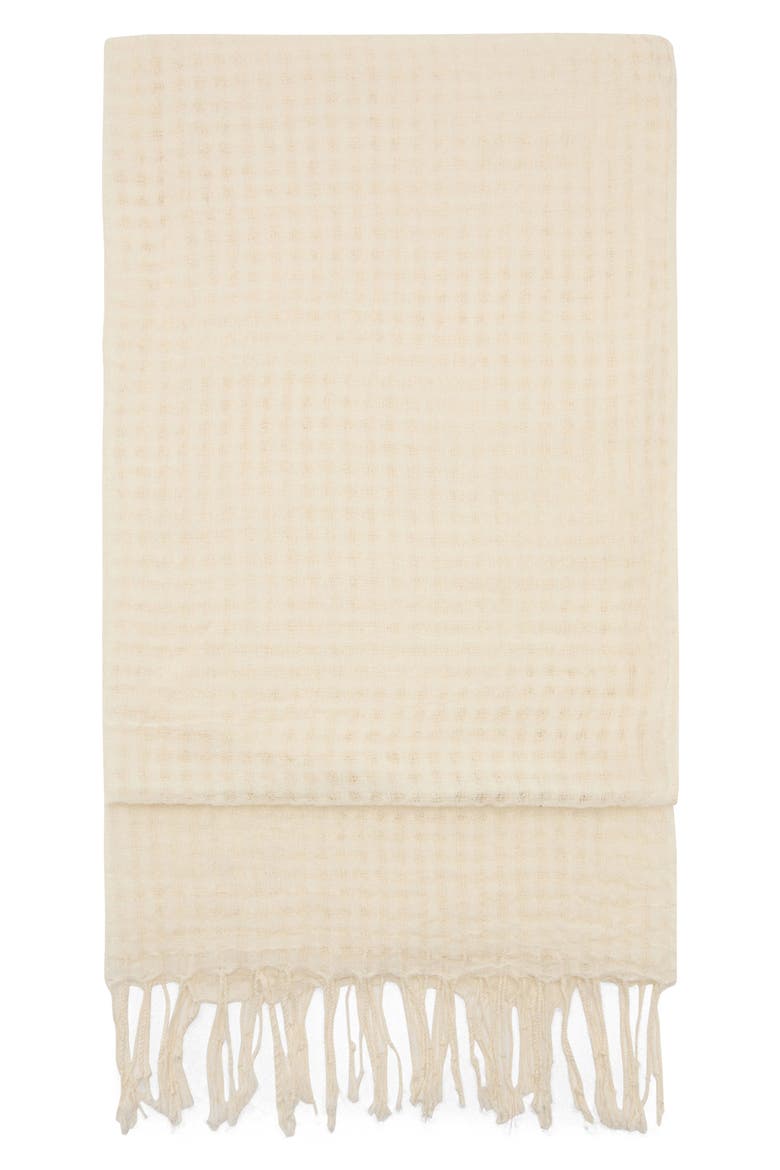 Fringe Trim Cotton Gauze Scarf, Main, color, ECRU