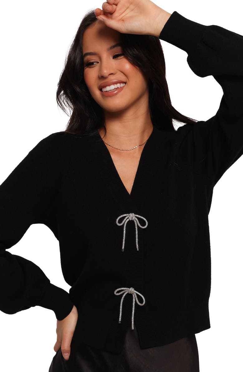 Petal & Pup Brayley Rhinestone Ribbon Accent Cardigan, Alternate, color,