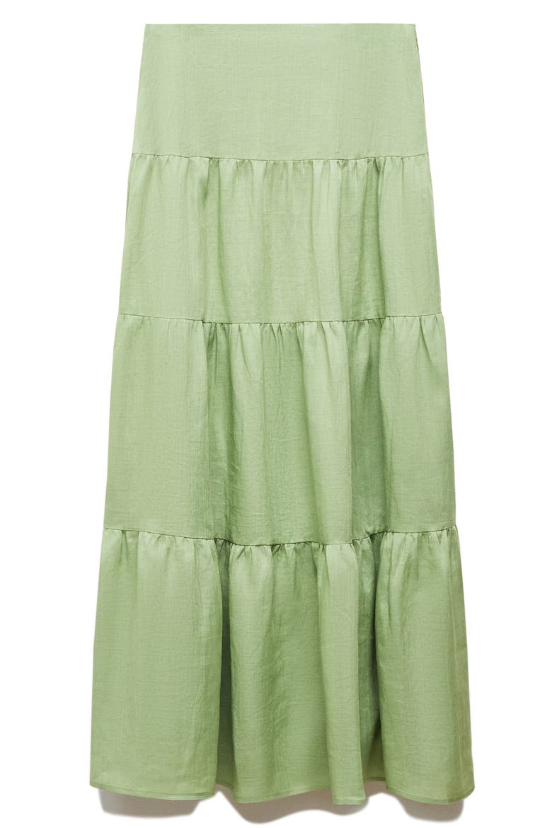 Tiered Ramie Maxi Skirt, Alternate, color, GREEN