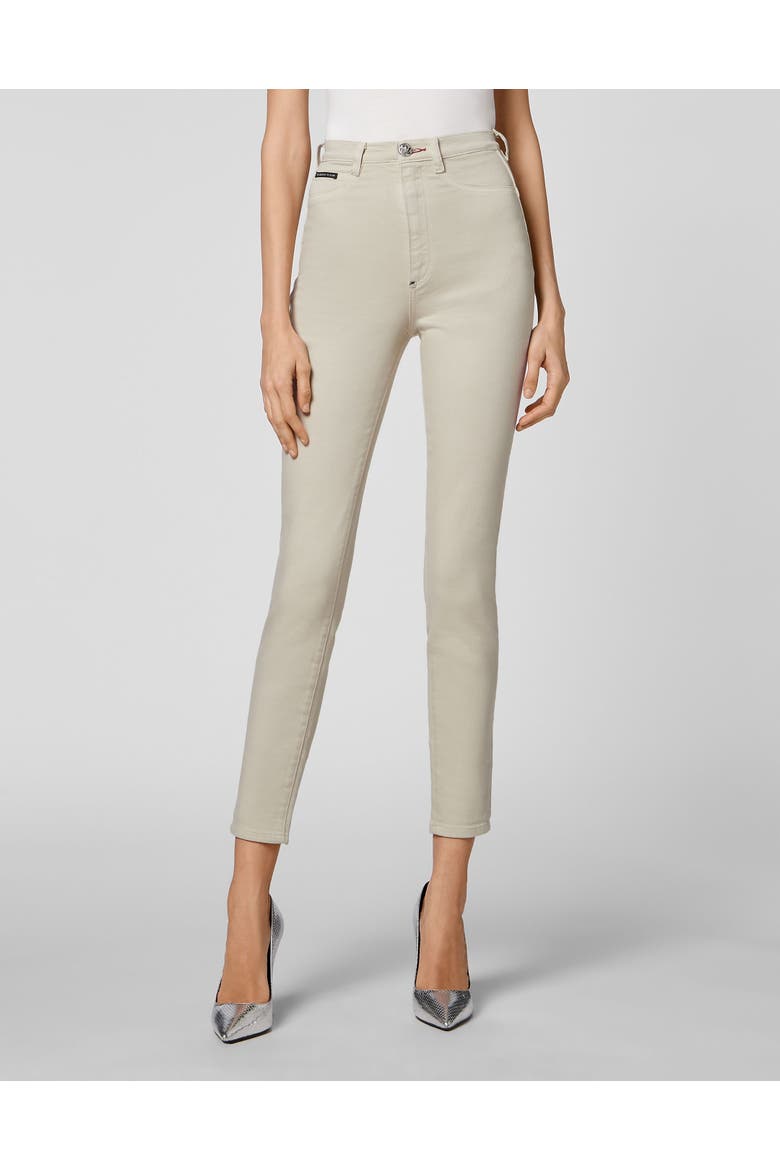 Super High Waist Jegging Iconic Plein Women, Main, color, BeigeTwist