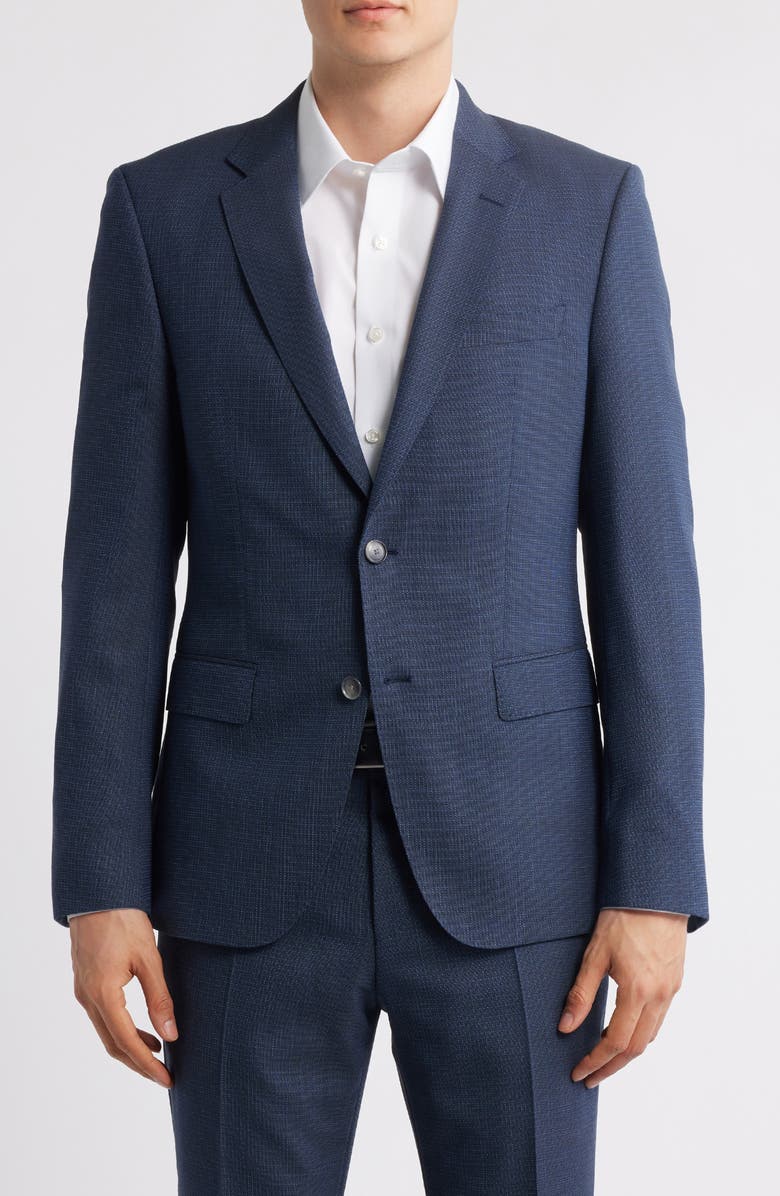 BOSS Huge Slim Fit Textured Suit, Alternate, color, Dark Blue