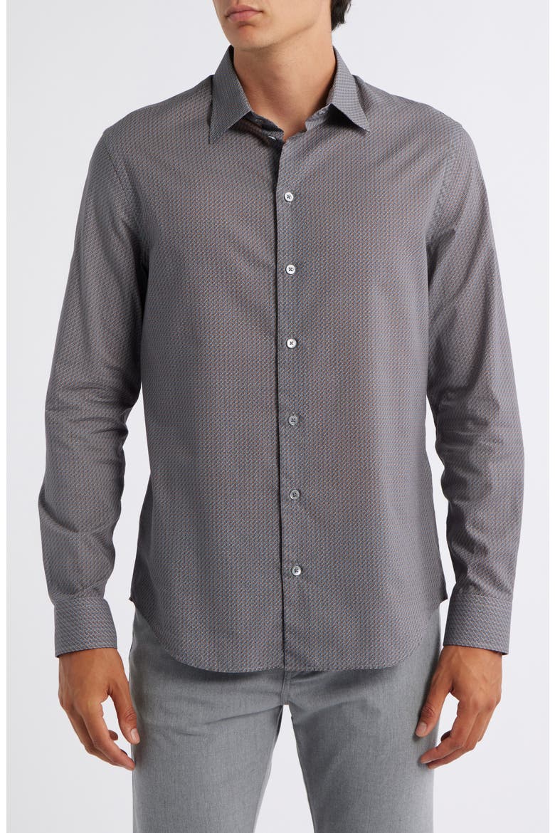 Diagonal Print Button-Up Shirt, Main, color, SOLID DARK BLUE