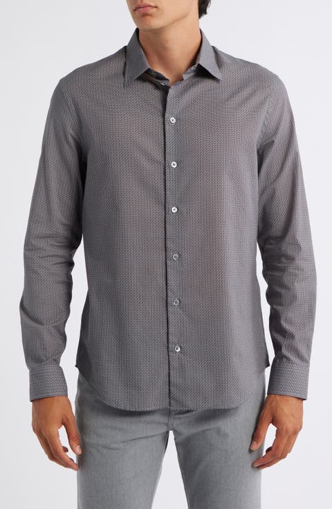 Diagonal Print Button-Up Shirt