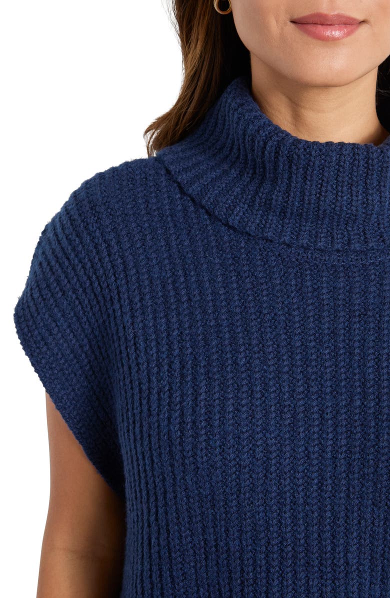 Splendid Rosalie Turtleneck Short Sleeve Sweater, Alternate, color, Navy