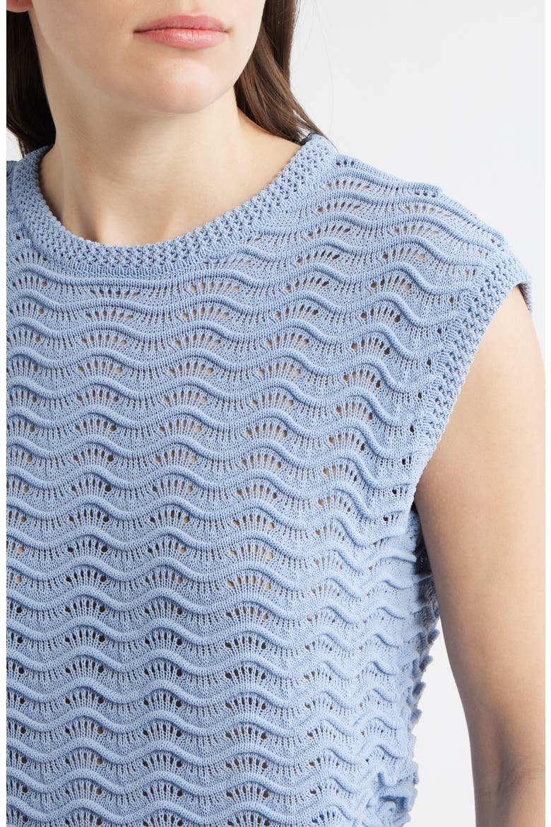 Wave Pointelle Knit Tank, Alternate, color, BLUE HERON
