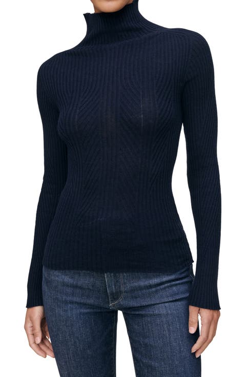 Turtleneck Cotton & Cashmere Rib Sweater