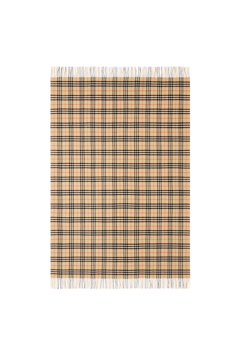 Check Cashmere Blanket, Alternate, color, Sand beige