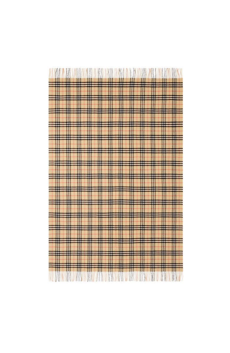 Burberry Check Cashmere Blanket, Alternate, color, Sand Beige