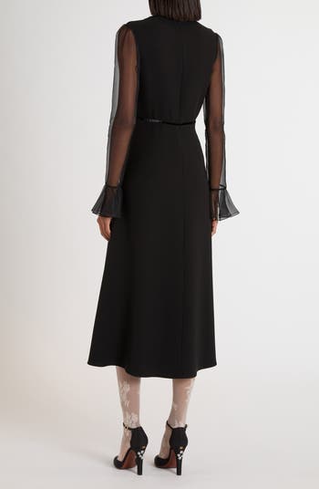 ワンピース Valentino bow-detailed cady pencil dress Valentino Garavani Bow Detail Long Sleeve Cady A-Line Dress