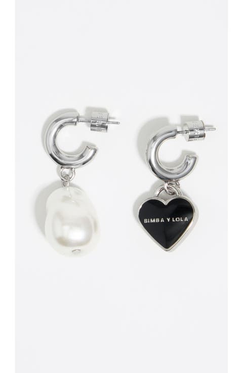 Pearl Heart Hoop Earrings