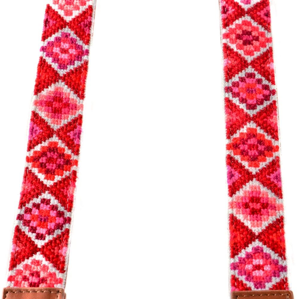 Mai Woven Bag Strap - Poppy with Leather, Alternate, color, Tan Leather