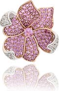 SUZY LEVIAN DIAMONDS Pink & White Sapphire Flower Brooch