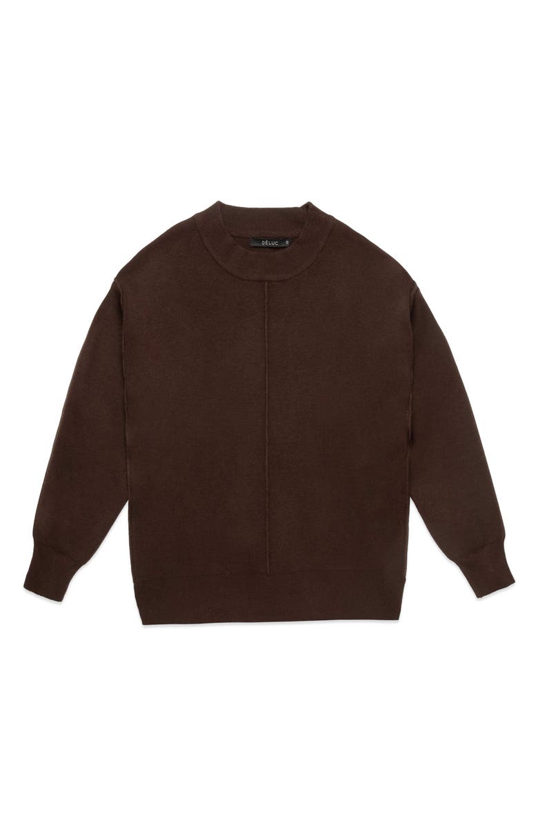 DELUC Dan Seamed Crewneck Sweater, Main, color, Cacao