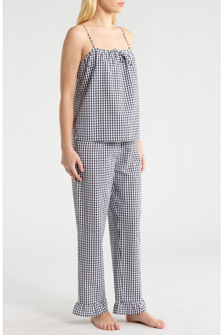 Gingham Seersucker Cami Pajamas, Alternate, color, UTILITY BLUE COMBO