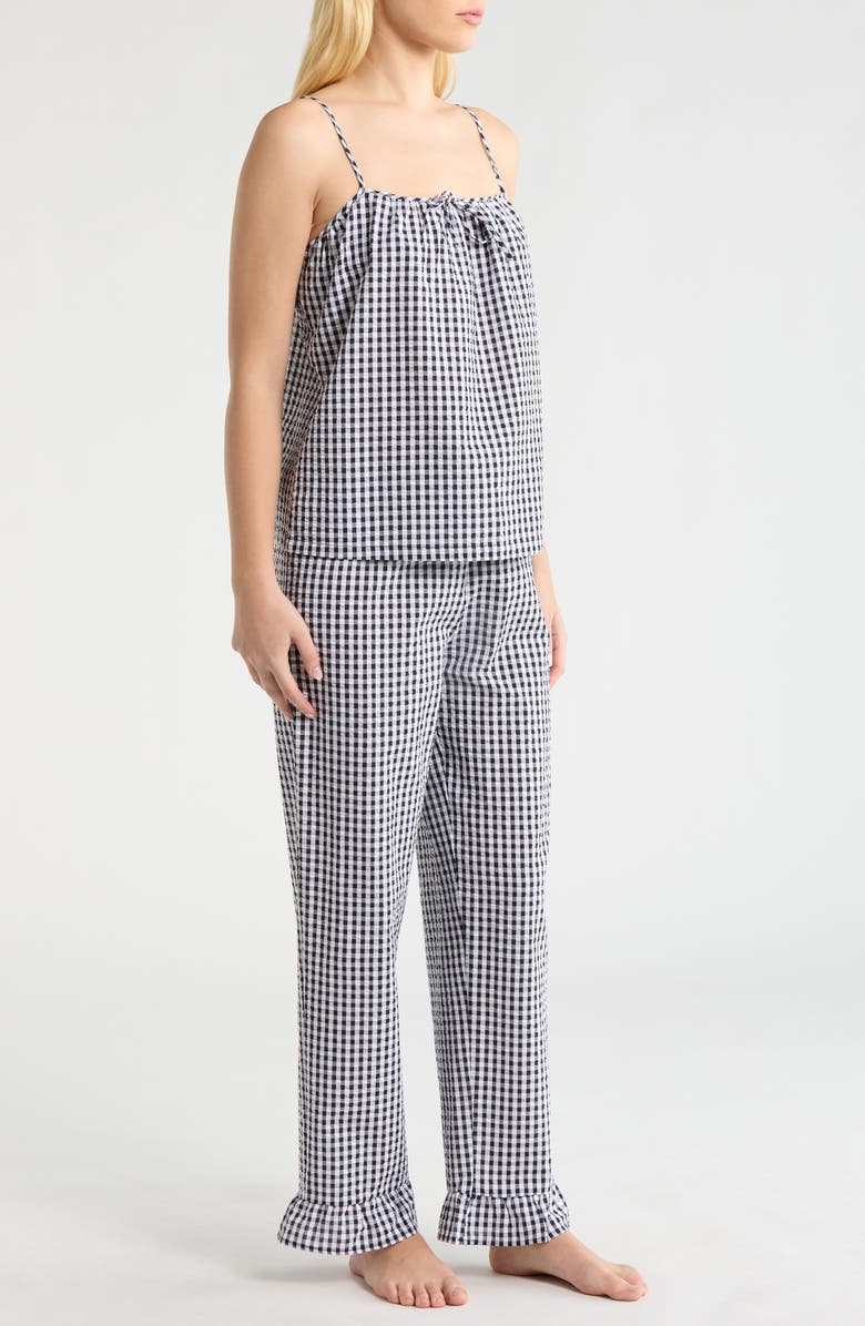 French Connection Gingham Seersucker Cami Pajamas, Alternate, color, Utility Blue Combo