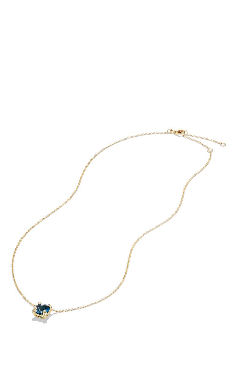 David Yurman Pendant Necklace with Hampton Blue Topaz and Diamonds in 18K Gold, Alternate, color,