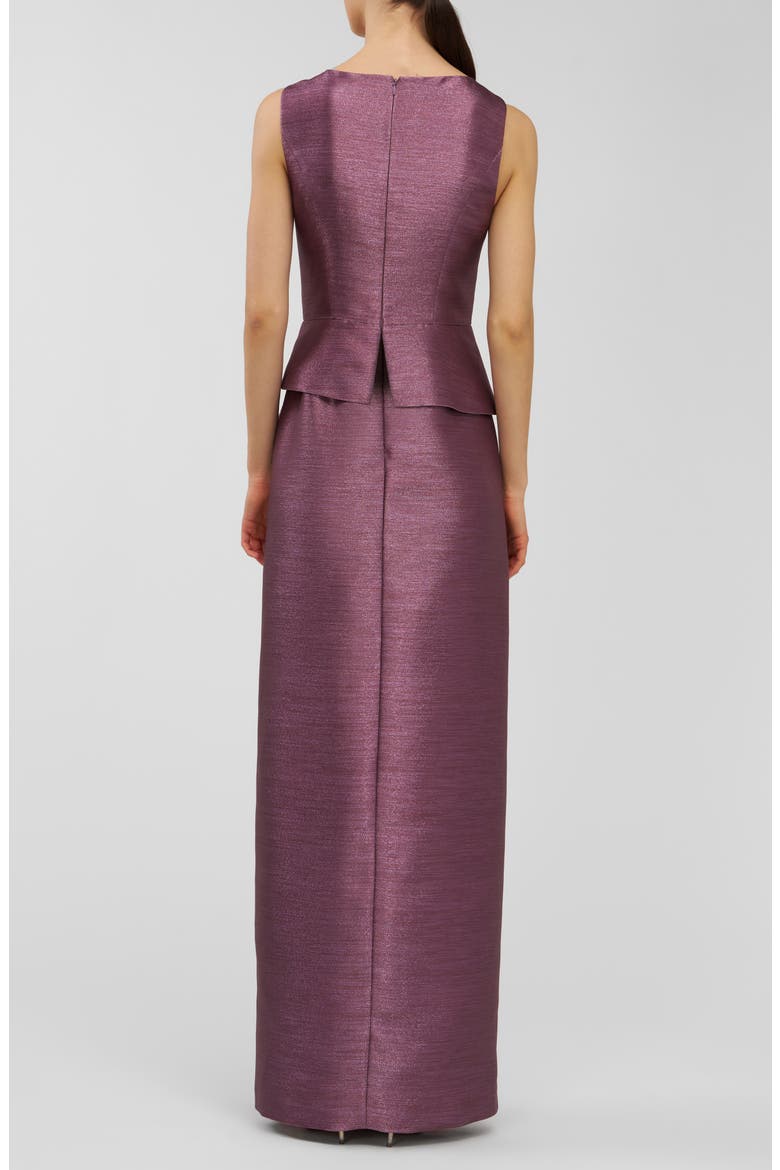 Octavia Metallic Column Gown, Alternate, color, DEEP MINK