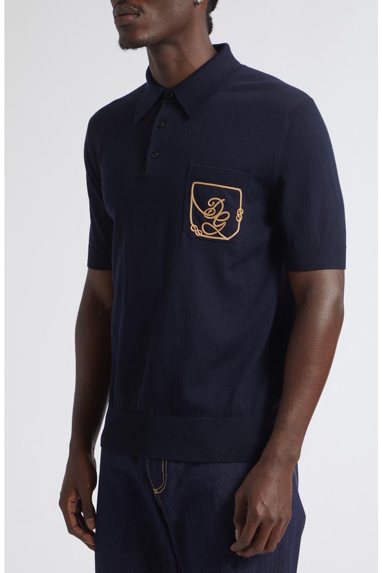 Logo Embroidered Virgin Wool Polo, Alternate, color, BLU SCURISSIMO 1