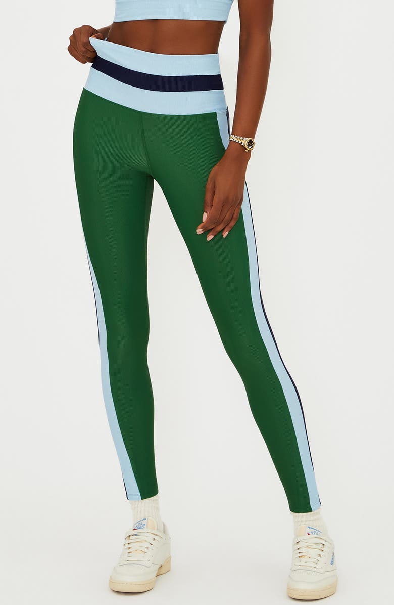 Beach Riot Mariella Colorblock Rib Leggings, Main, color, Ivy Colorblock