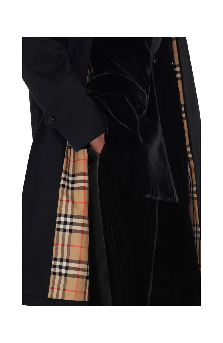 Burberry Long Camden Heritage Car Coat, Alternate, color, Black