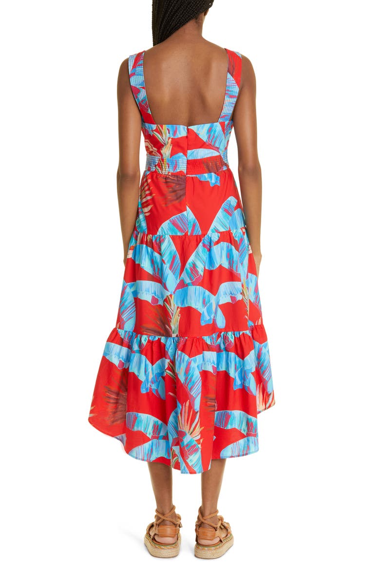 Sweet Jungle Frond Print Tiered Cotton Sundress, Alternate, color, SWEET JUNGLE RED