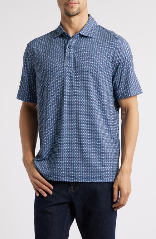 Johnston & Murphy Xc4® + Cool Degree™ Mini Martini Print Performance Golf Polo In Navy Multi