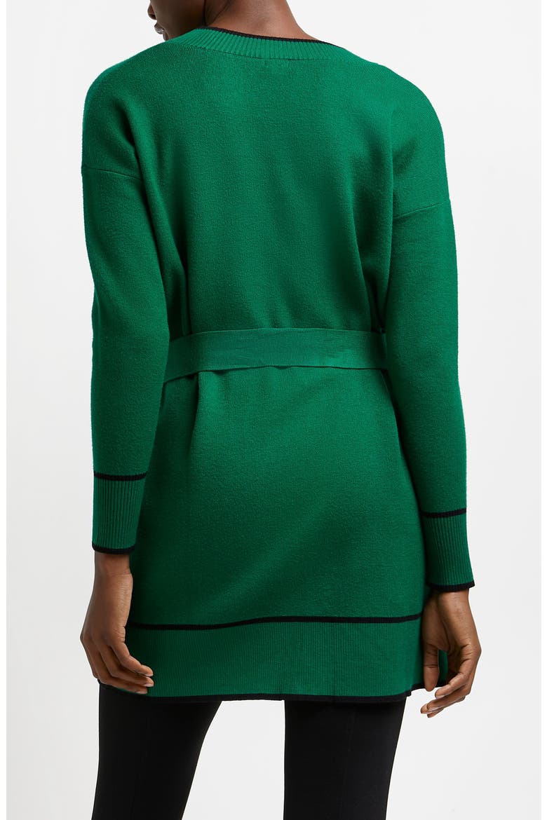 Tipped Belted Cardigan, Alternate, color, GREEN