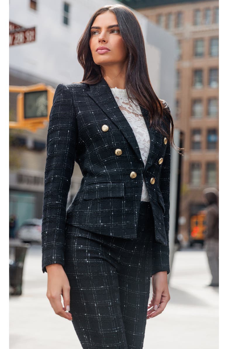 Generation Love Elsa Windowpane Tweed Blazer, Alternate, color, Black/White