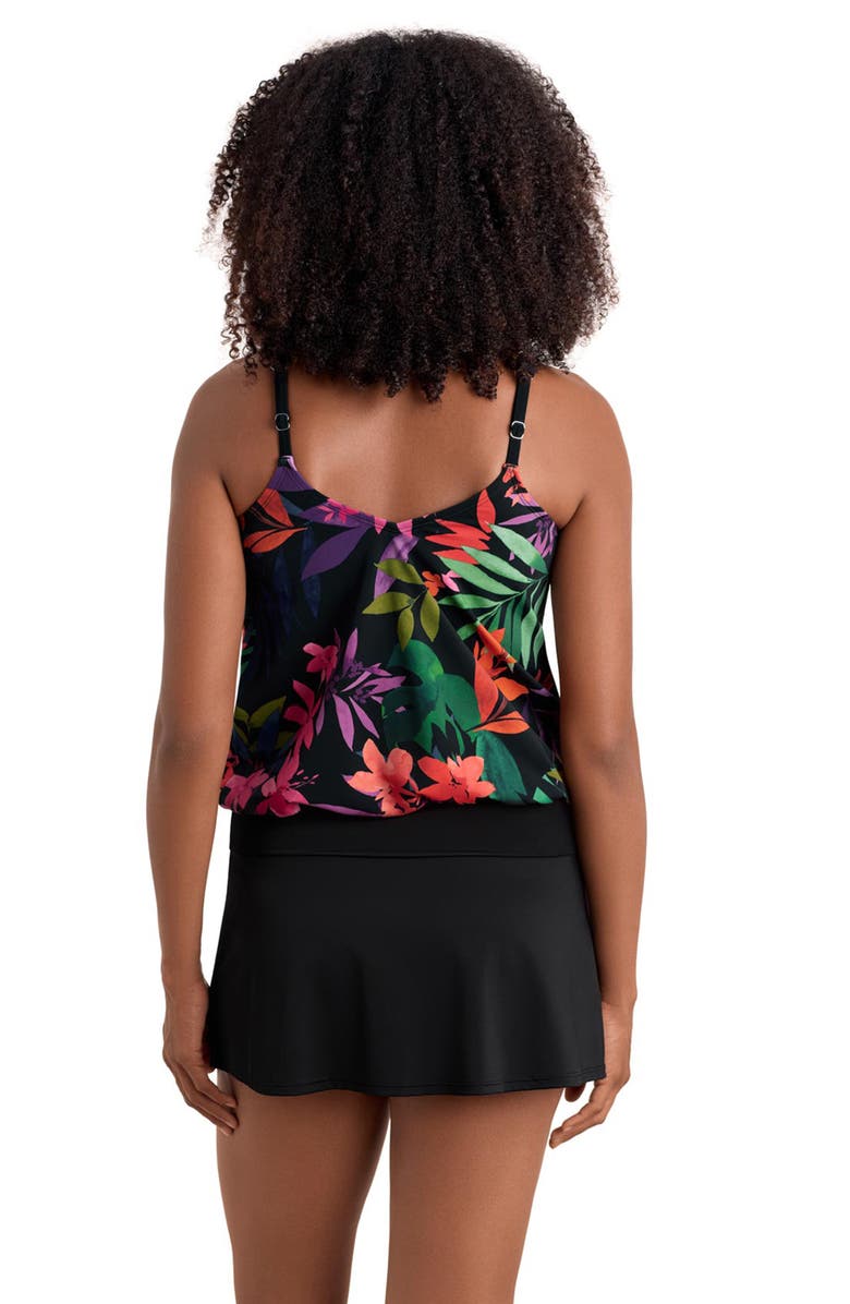 ShapeSolver V-Neck Blouson Ring Tankini Swimsuit Top, Alternate, color, Pretty Garden
