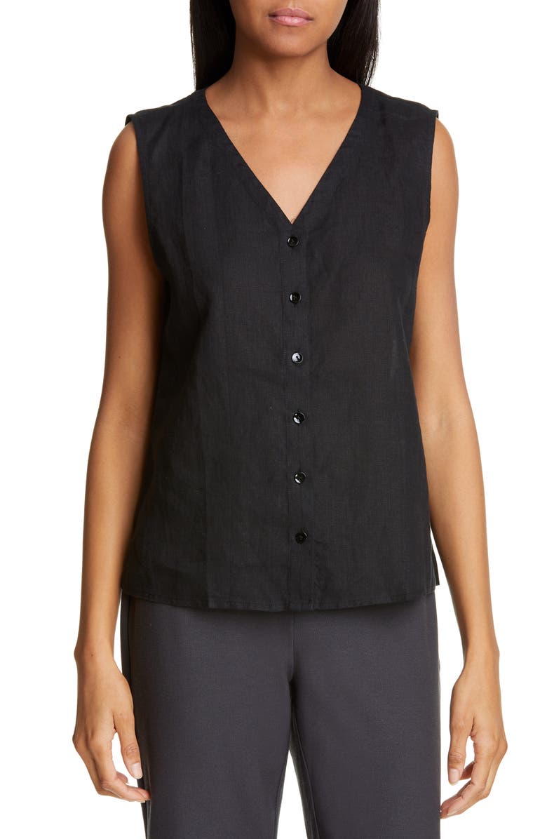Eileen Fisher V-NECK SLVLSS TOP, Main, color,