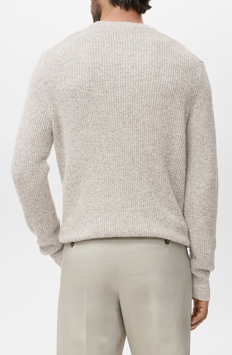 MANGO Marled Cotton Crewneck Sweater, Alternate, color, Off White