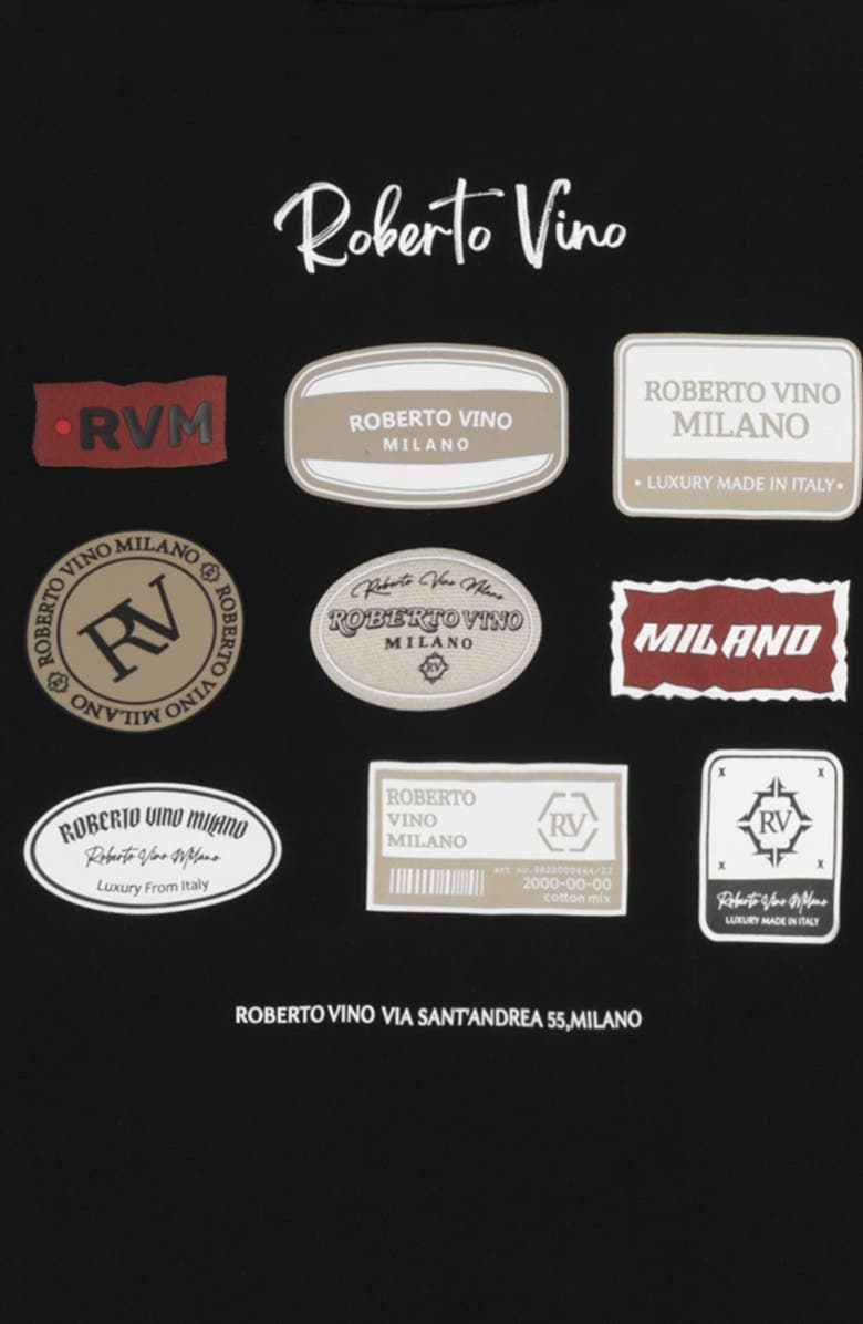 Roberto Vino Patches Oversize Cotton Tee, Alternate, color, Black