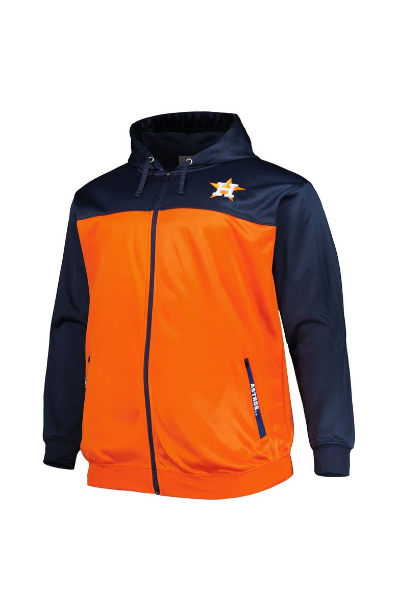PROFILE Men's Navy/Orange Houston Astros Big & Tall Yoke Full-Zip Hoodie, Alternate, color, 