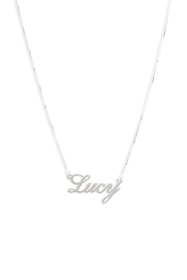 Personalized Nameplate Necklace, Main, color, STERLING SILVER