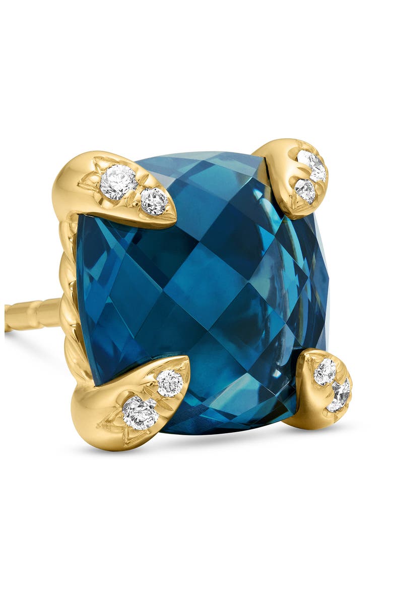 Châtelaine Earrings with Semiprecious Stones in 18K Gold, Alternate, color, YELLOW GOLD/ BLUE TOPAZ