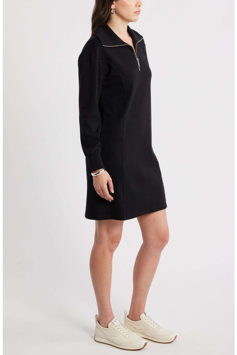 Long Sleeve Half Zip Knit Travel Dress, Alternate, color, BLACK