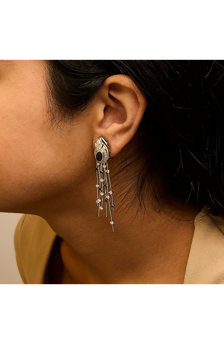 Haus of Brilliance 14K Yellow Gold 1.0 Cttw Diamond and Blue Sapphire Chandelier Earrings, Alternate, color, Yellow