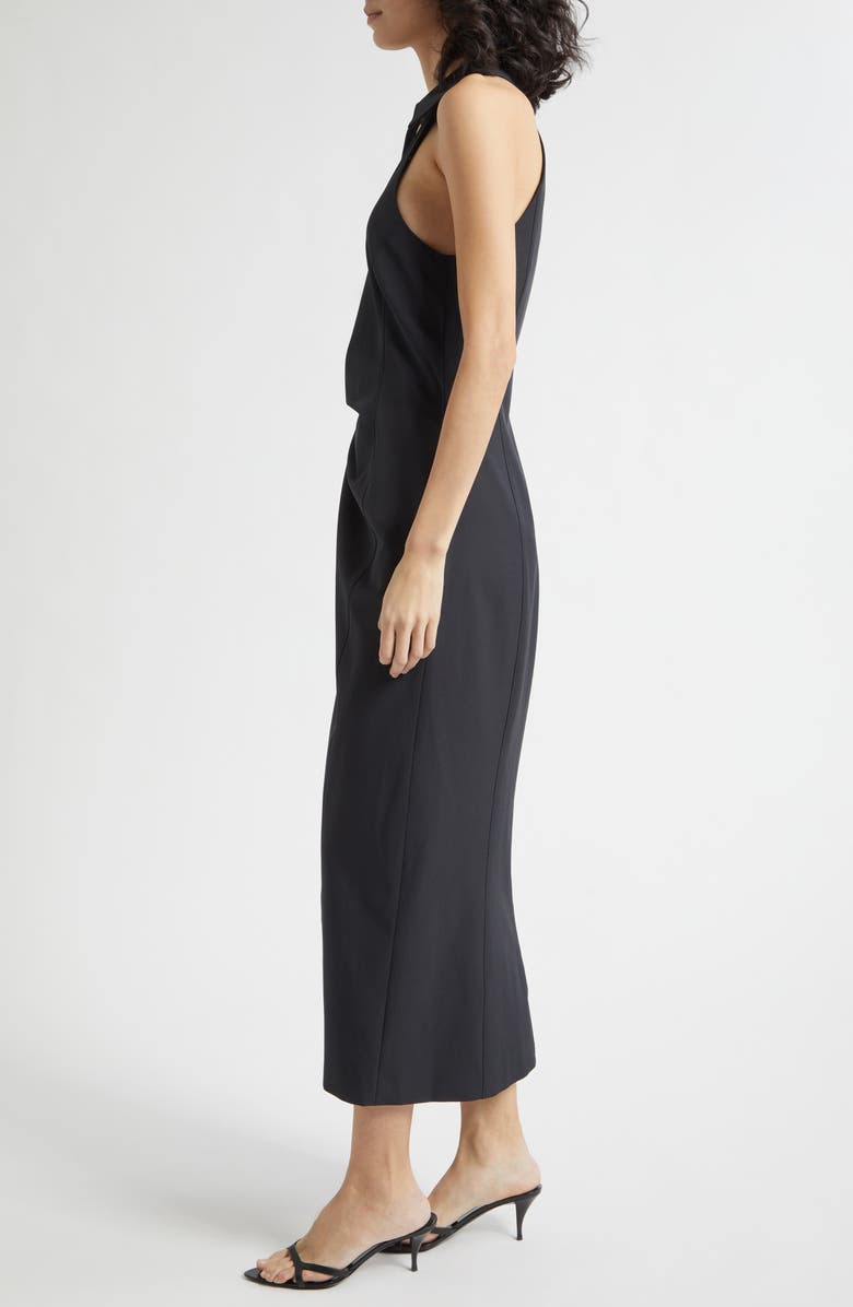 Cinq à Sept Enez Bangle Halter Neck Midi Dress, Alternate, color, Black