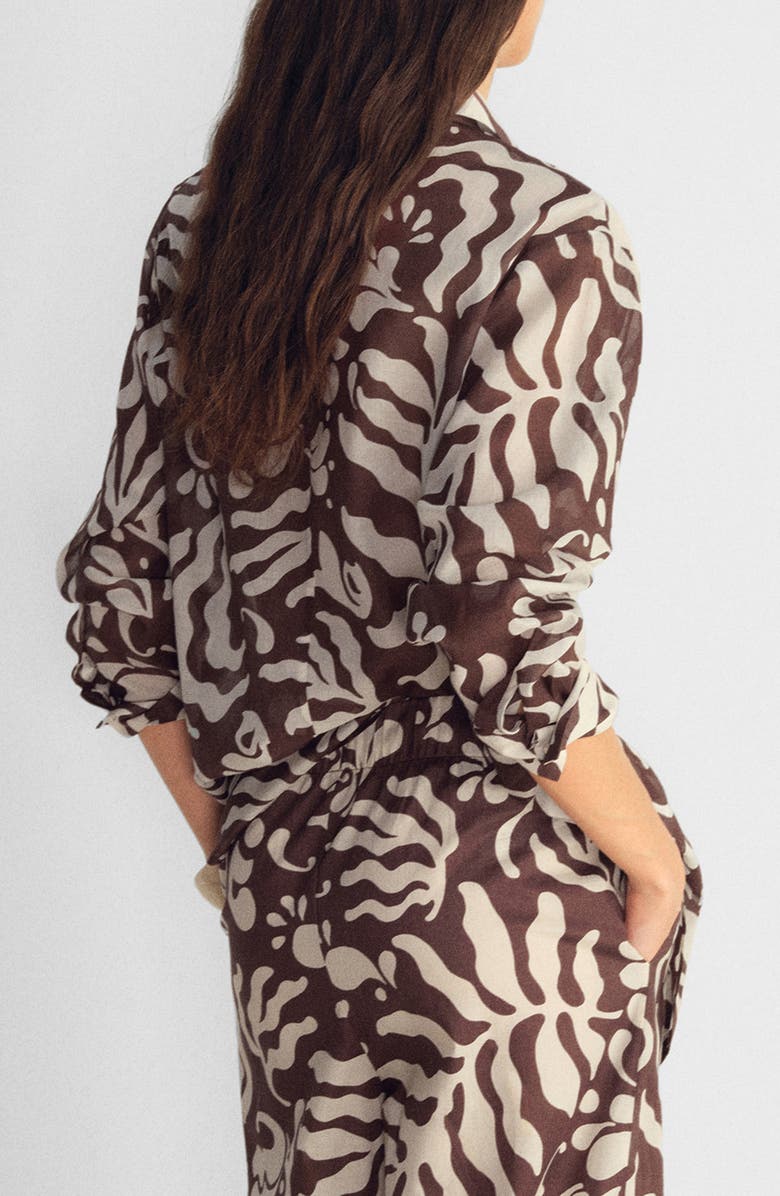 MANGO Print Cotton Button-Up Shirt, Alternate, color, 