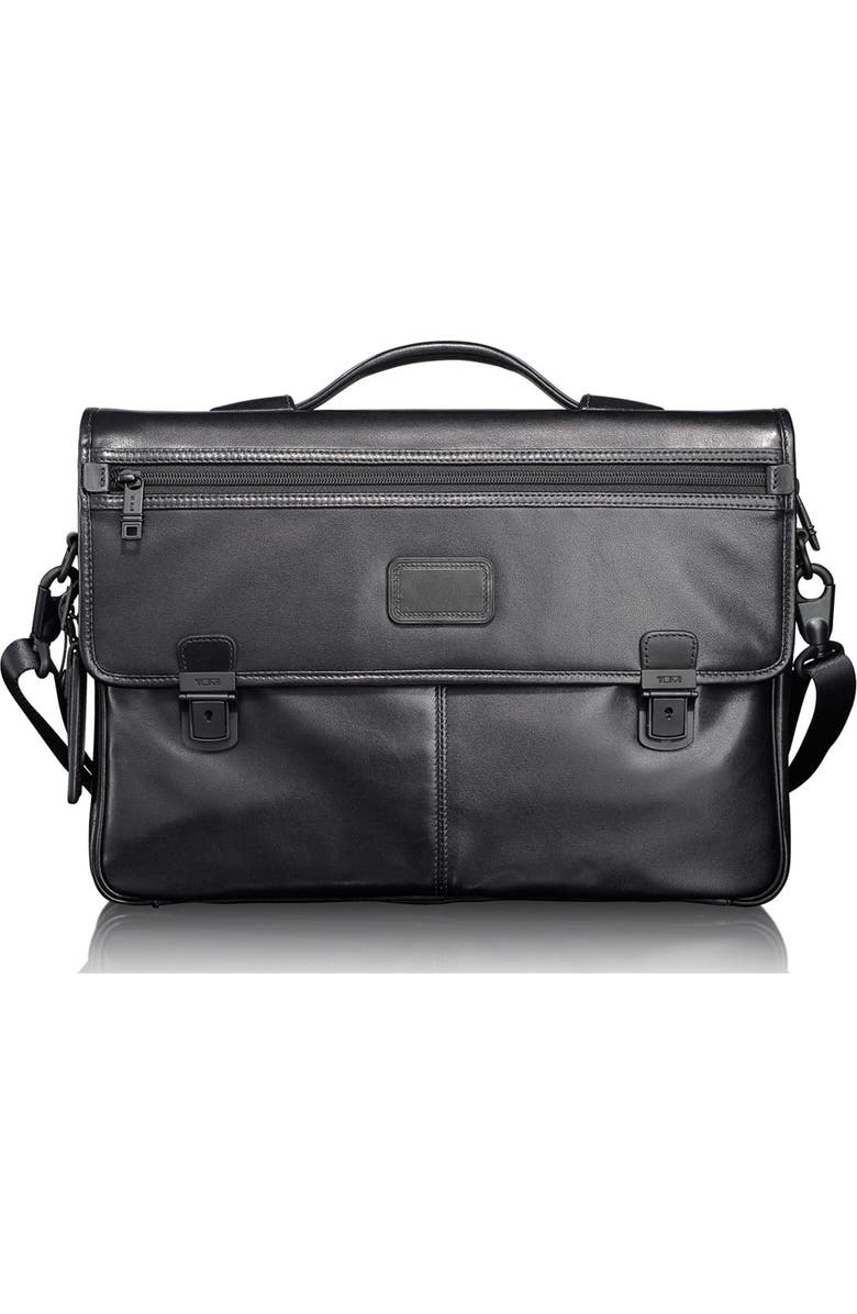 TUMI 'Alpha' Slim Flap Leather Briefcase, Main, color,