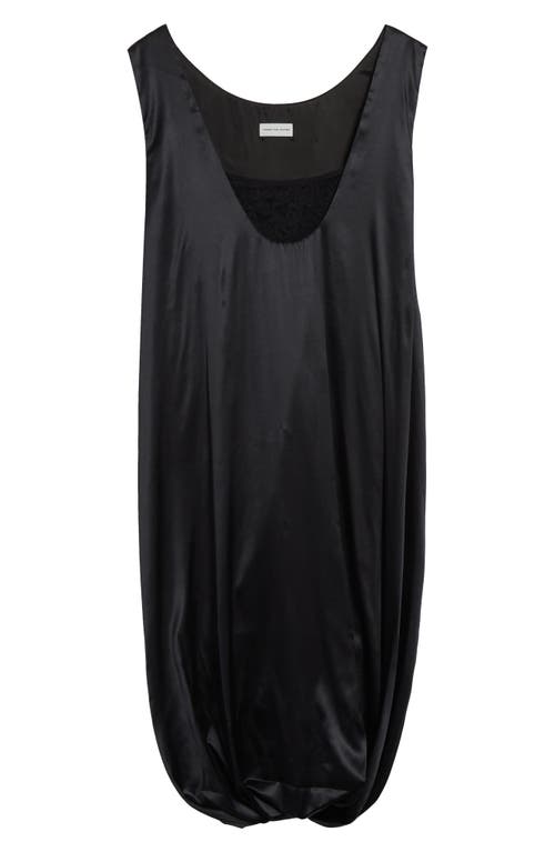 Dries Van Noten Bubble Hem Silk Stretch Satin Dress In Black