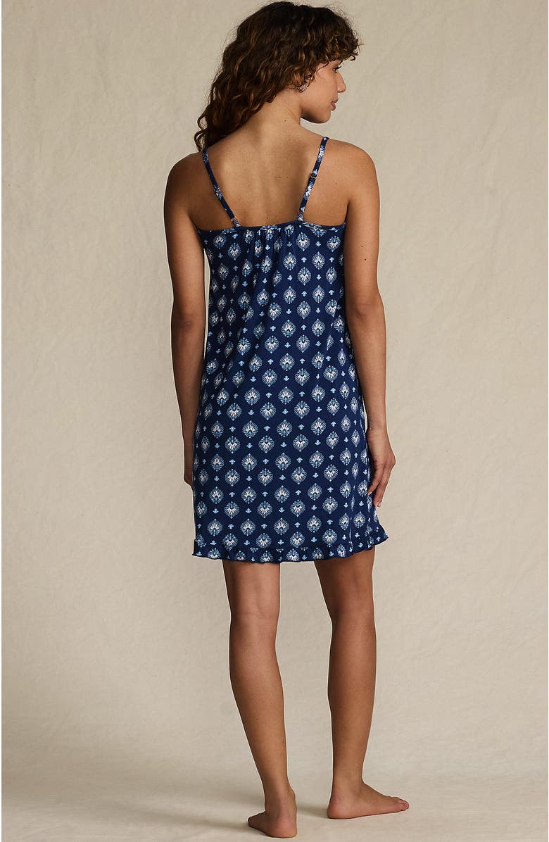 Lands' End Cooling Knee Length Slip Nightgown, Alternate, color, Deep Sea Navy Large Foulard
