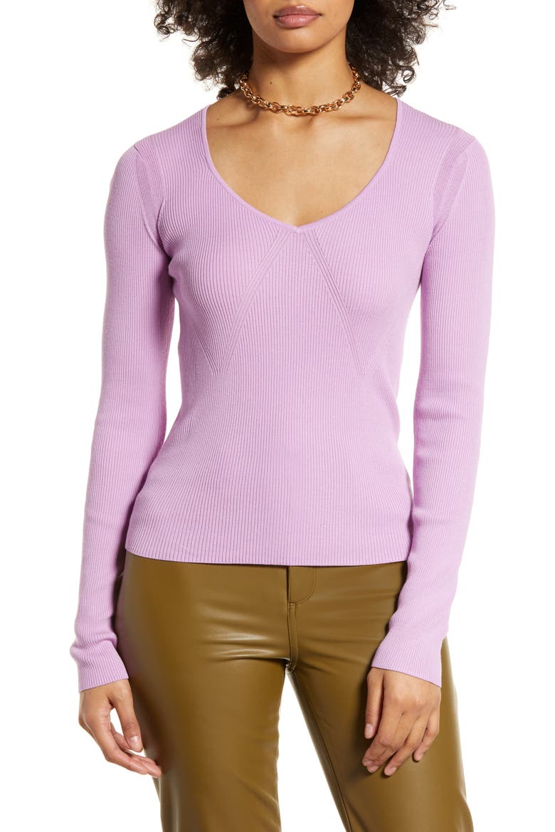V-Neck Sweater, Main, color, PINK TULLE