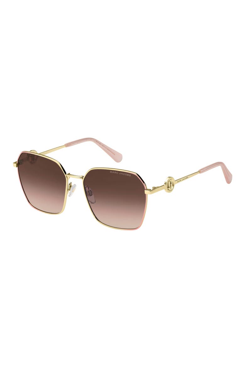 58mm Gradient Square Sunglasses, Alternate, color, GOLD PINK/ BROWN GRADIENT